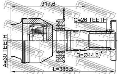 ШРУС внутренний передний правый FEBEST 2311T5MT6RH
