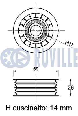 Ролик промежуточный поликлинового ремня RUVILLE 541267