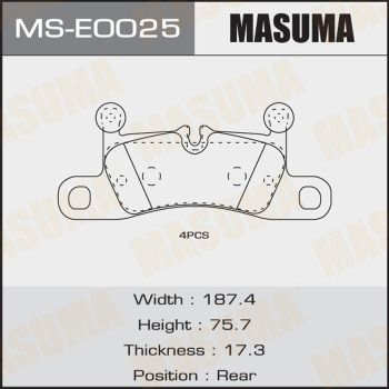 Колодки тормозные задние Masuma MSE0025