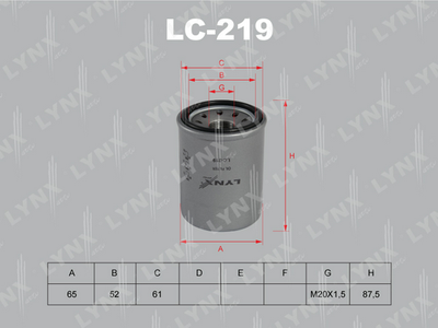 Фильтр масляный LYNXauto LC219