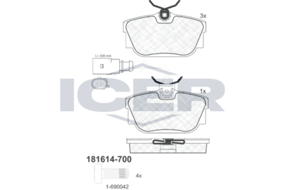 Колодки тормозные дисковые задние ICER 181614700