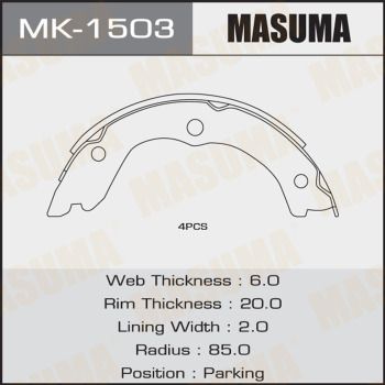 Колодки барабанный стояночного тормоза Masuma MK1503
