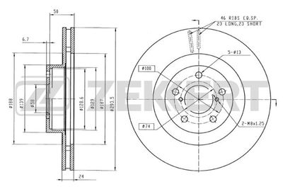 Диск тормозной передний Zekkert BS5182