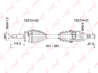 Привод в сборе передний LYNXauto CD1111