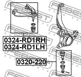 Рычаг передней подвески верхний левый FEBEST 0324RD1LH