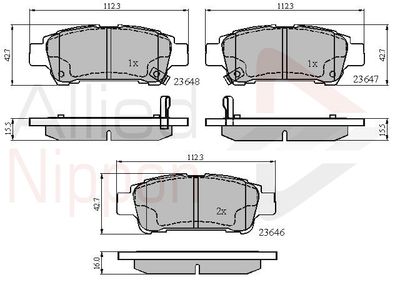 Колодки тормозные задние ALLIED NIPPON ADB31133
