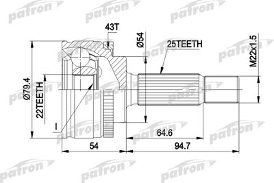 ШРУС наружный комплект PATRON PCV4306