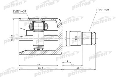 ШРУС внутренний левый PATRON PCV1305