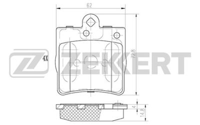 Колодки тормозные дисковые задние Zekkert BS1350