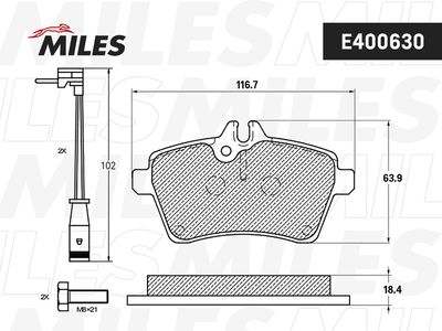 Колодки тормозные передние Miles E400630
