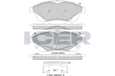 Колодки тормозные дисковые передние ICER 182144