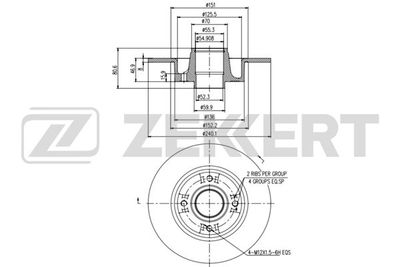 Диск тормозной задний без подшипника Zekkert BS5232