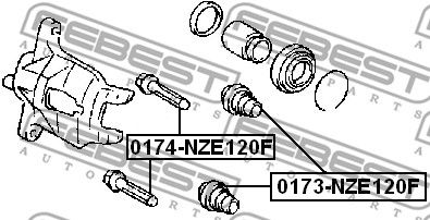 Втулка направляющая суппорта тормозного переднего FEBEST 0174NZE120F