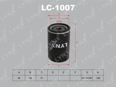 Фильтр масляный LYNXauto LC1007