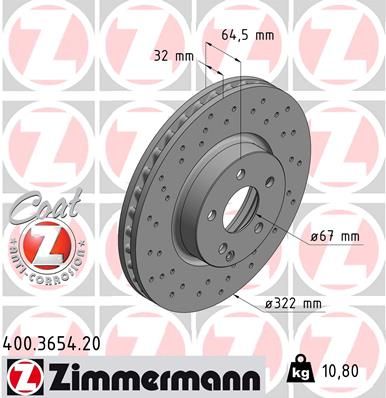 Диск тормозной ZIMMERMANN 400365420