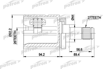 ШРУС внутренний левый комплект PATRON PCV5003
