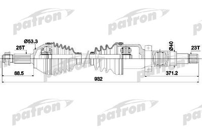 Полуось передняя правая PATRON PDS0346