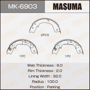 Колодки тормозные барабанные Masuma MK6903