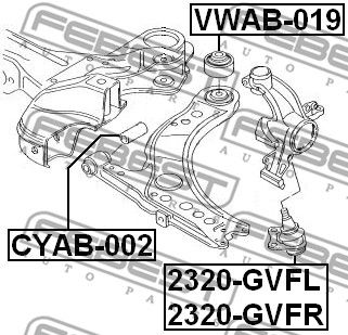 Сайлентблок рычага переднего задний FEBEST VWAB019