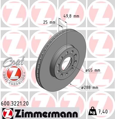 Диск тормозной ZIMMERMANN 600322120
