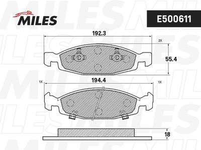Колодки тормозные передние Miles E500611