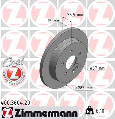 Диск тормозной задний ZIMMERMANN 400360420