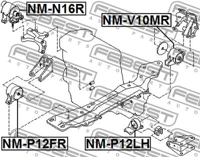 Подушка двигателя левая FEBEST NMP12LH