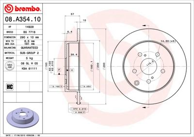 Диск тормозной BREMBO 08A35410