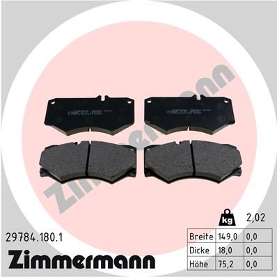 Колодки тормозные дисковые ZIMMERMANN 297841801