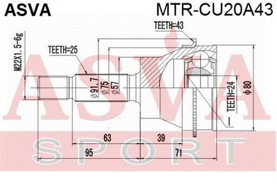 ШРУС наружный задний ASVA MTRCU20A43