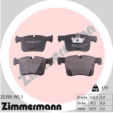 Колодки тормозные передние ZIMMERMANN 251991951