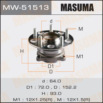Ступица колеса с интегрированным подшипником Masuma MW51513