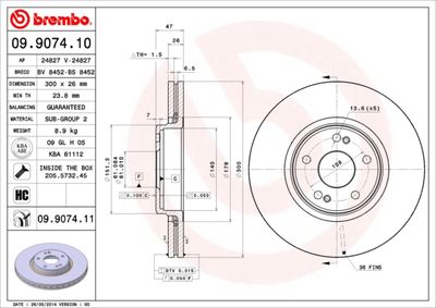 Диск тормозной BREMBO 09907411
