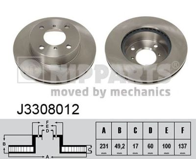 Диск тормозной NIPPARTS J3308012