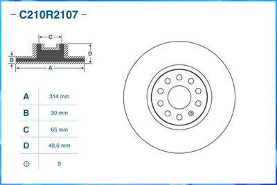 Диск тормозной передний CWORKS C210R2107