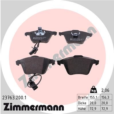Колодки тормозные дисковые ZIMMERMANN 237632001