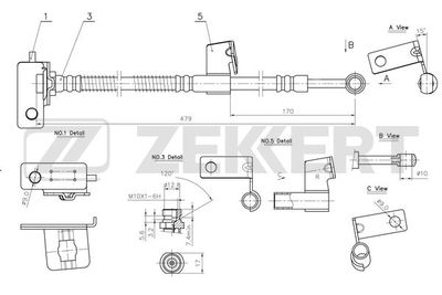 Шланг тормозной передний правый Zekkert BS9076
