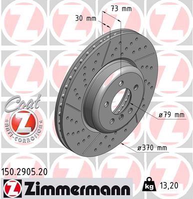Диск тормозной передний ZIMMERMANN 150290520