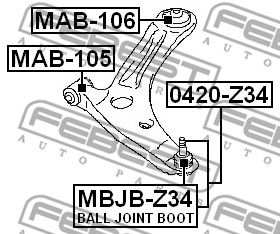 Сайлентблок рычага переднего задний FEBEST MAB106