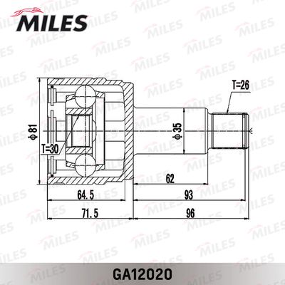 ШРУС внутренний правый Miles GA12020
