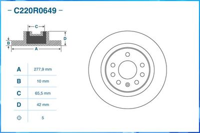Диск тормозной задний CWORKS C220R0649