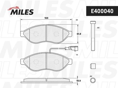 Колодки тормозные передние Miles E400040