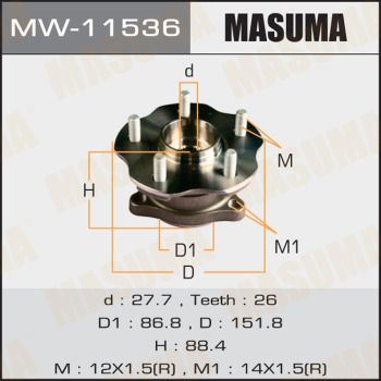 Ступица колеса с интегрированным подшипником Masuma MW11536