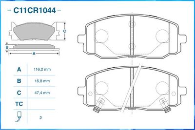 Колодки тормозные передние CWORKS C11CR1044