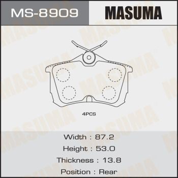 Колодки тормозные дисковые Masuma MS8909