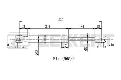 Пружина газовая багажника Zekkert GF1685