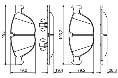 Комплект колодок для дискового тормоза BOSCH 0986494307