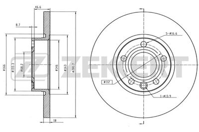 Диск тормозной передний Zekkert BS5093