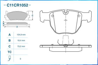 Колодки тормозные передние CWORKS C11CR1052