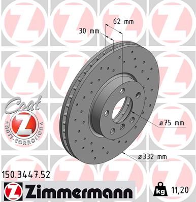 Диск тормозной передний ZIMMERMANN 150344752